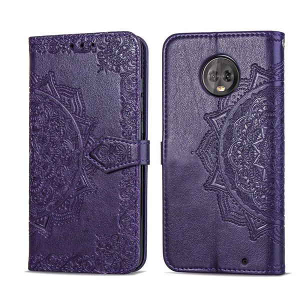 

for motorola moto g6 plus embossed mandala pattern pc tpu horizontal flip leather case with holder card slots