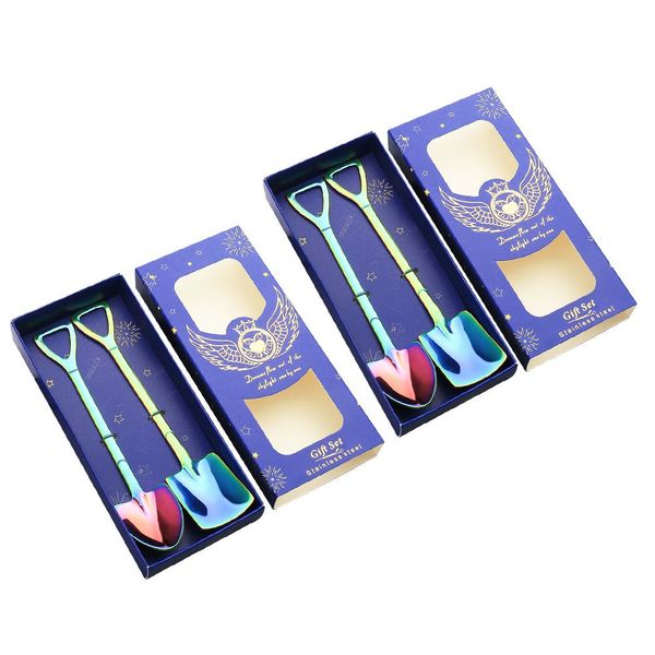 

2 box christmas gift spoon stainless steel coffee spoon shovel kids ice spoon christmas tableware new year gift h jllkho