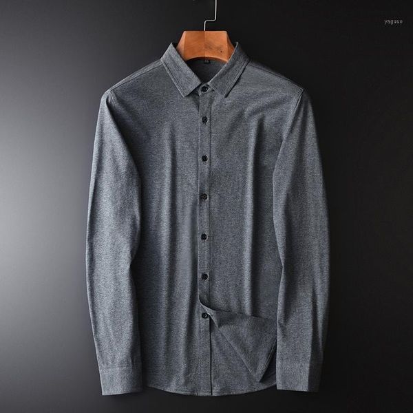 

cotton luxury knitted fabric long sleeve mens dress plus size 4xl slim fit business casual male shirts1, White;black