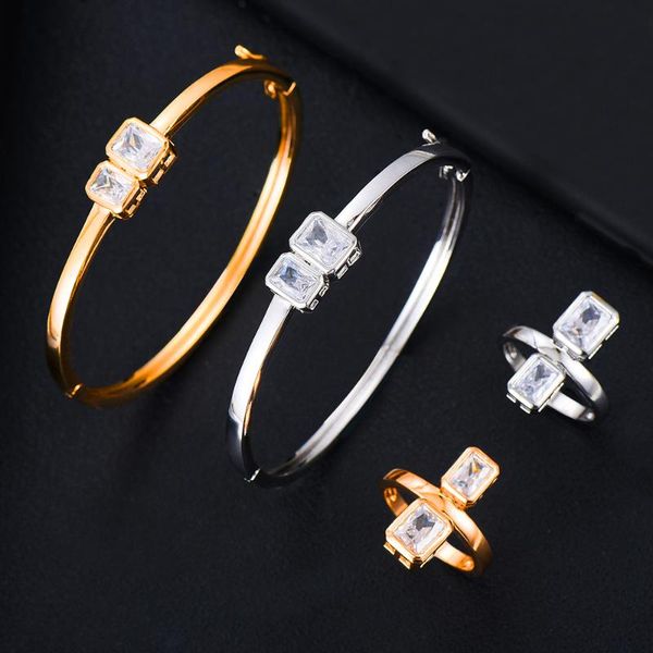 

missvikki super fine luxury african style bangle ring sets jewelry set for women wedding brincos para as mulheres 2021, Silver