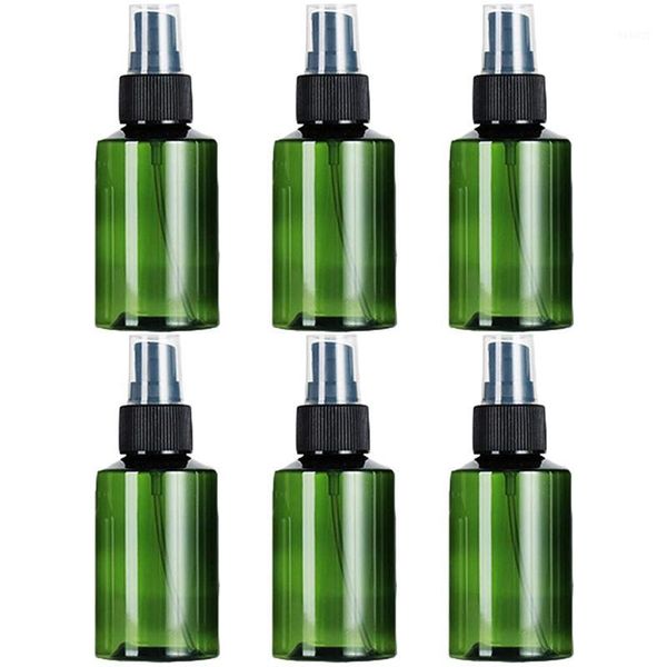 

6pcs green pet travel spray bottles 3.4oz(100ml) with black fine misting sprayers for cleaning gardening kitchen plants1