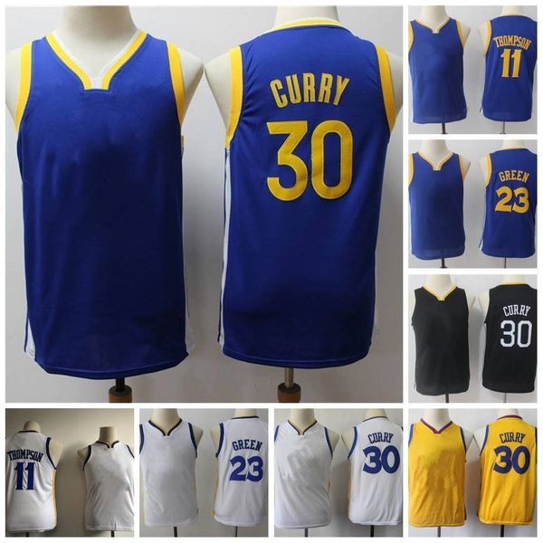 

youth kids 30 jersey 11 thompson 23 green blue white yellow basketball stitched, Black