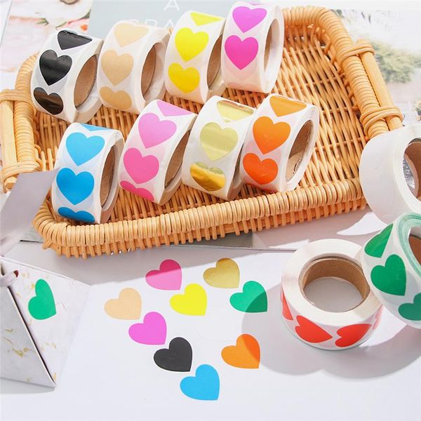 

500pcs / рулон красный розовый love heart наклейки скрапбукинг diy подарочные этикетки наклейки birthday party supplies kawaii наклейки канц