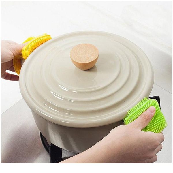 

1/3/4pcs sile dishwashing brush pot pan sponge scrubber fruit vegetable dish washing cleaning brushes kitchen cleani jllymk