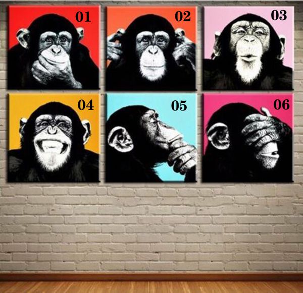 

andy warhol abstract thinking monkey 6 pcs set 28x28"each home decor handcrafts oil painting on canvas wall art canvas pictures 201016