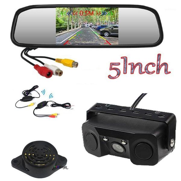 

wireless 5 inch car monitor 800*480 video parking reversing radar alarm sensors rearview backup night vision camera1