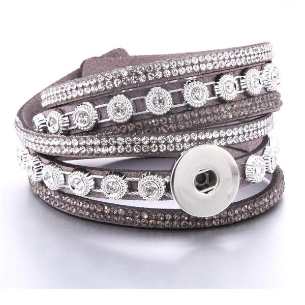 

2019 new snap jewelry bracelet bangle snap leather bracelet retro handmade braided leather bracelet fit 18mm snap button bbytjn, Golden;silver