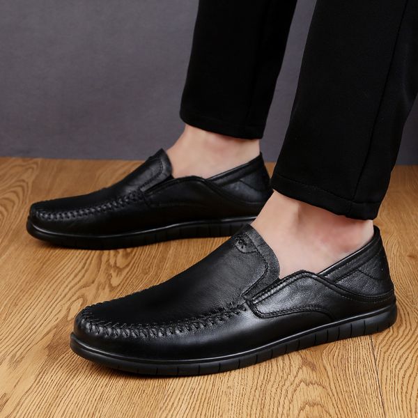 

2020 new formal suit shoes mens fashion doug shoes mens new casual shoes summer mens wear-resistant leather men, Black
