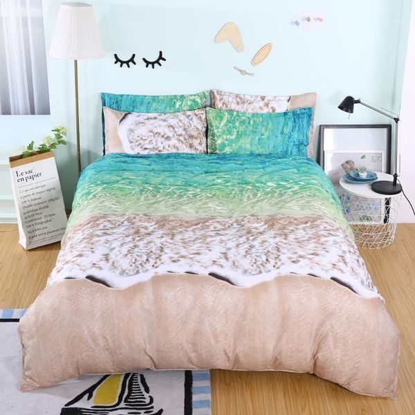 

3d beach style watercolor flower home textile bedding set soft and high-qualit duvet cover sets do not fade full  king1