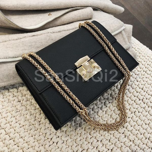 

female elegant small square bag 2020 fashion new quality pu leather women's designer handbag lock chain shoulder messenger bags