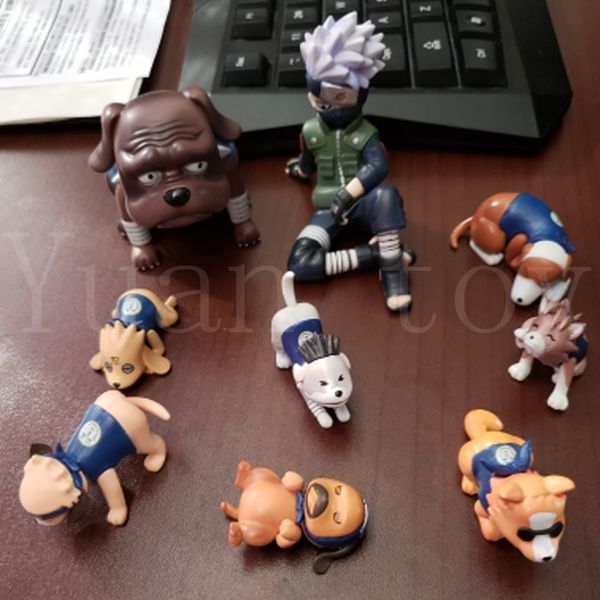 

9pcs/lot naruto shippuden figure hatake kakashi eight ren dogs action figure toy doll gift y200421