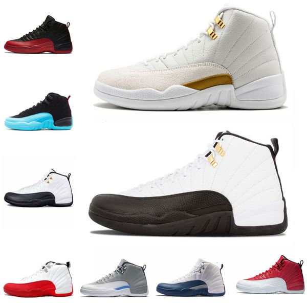 

wholesale shoes 12s men shoes o black o white wolf wool flu game sneaker size us 7-13