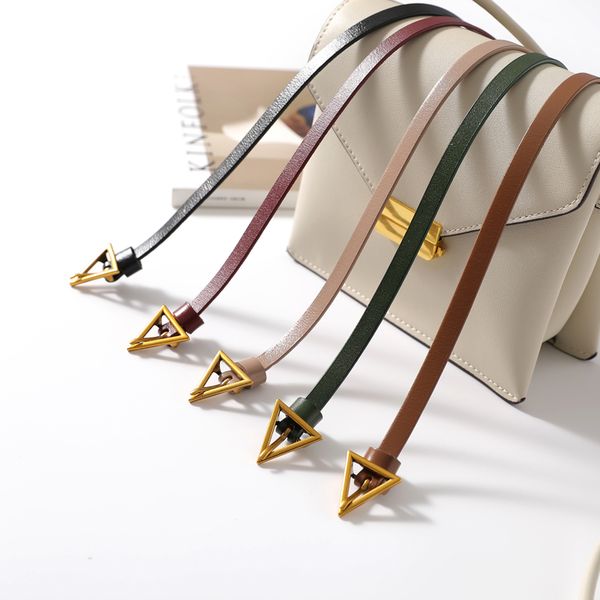 

leather belt with triangle buckle" in mmfs women's wear shop, Black;brown