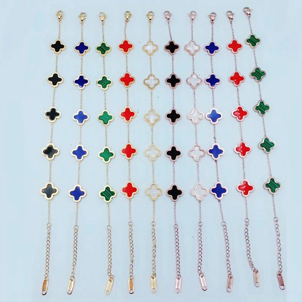 

four leaf bracelet grass titanium steel for women simple one-sided five color lucky grass bracelet fashion versatile hand jewelry nrfn0 nrfn, Golden;silver