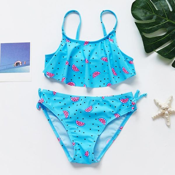 

2~7year baby girls swimsuit new 2021 ruffle style girls swimwear watermelon children swimwear lovely kids beach wear-st193