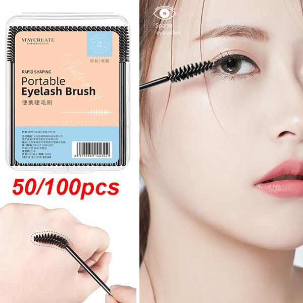 

makeup brushes 50/100pcs portable spiral mascara wands eyebrow eyelash brush stick applicator beauty tools 2021
