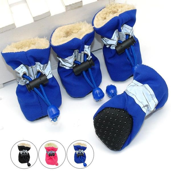 

4pcs waterproof winter pet dog shoes anti-slip rain snow boots footwear thick warm for small cats dogs puppy dog socks wmtmbi