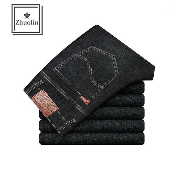 

zhuolin 2020 winter new velvet jeans men's youth self-cultivation feet pants casual stretch thick trousers men's trend1, Blue