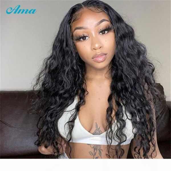 

transparent water wave lace front wig brazilian 4x4 lace closure wig human hair wigs for black women frontal wigs remy, Black;brown