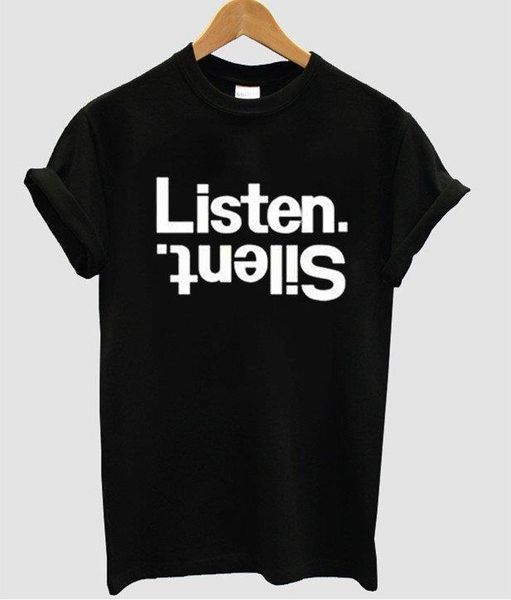 

listen silent letters print women tshirt cotton casual funny t shirt for lady tee hipster drop ship z-720, White