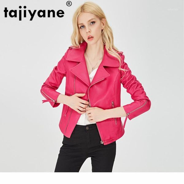 

100% genuine leather jacket women real leather jacket streetwear women's coats pink sheepskin coat short coats 153661 py31, Black