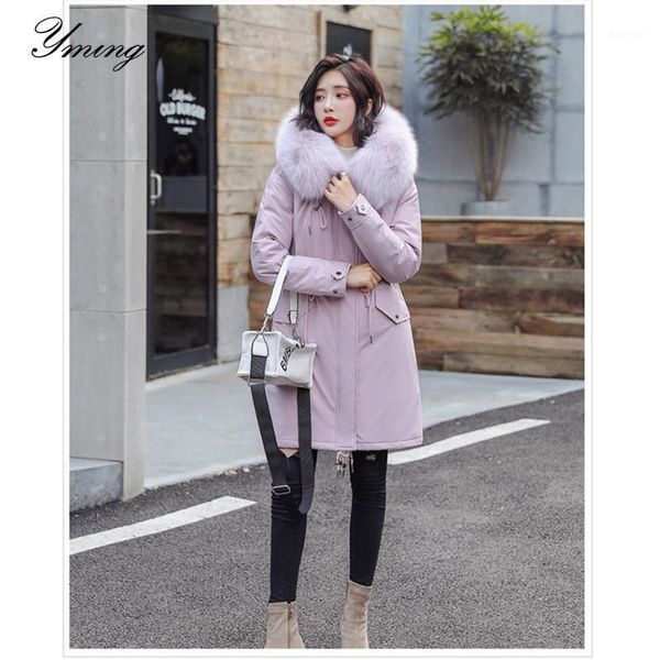 

yming women's cotton jacket winter loose waist waist thin thin hooded down cotton jacket solid color slim fit women's1, Black