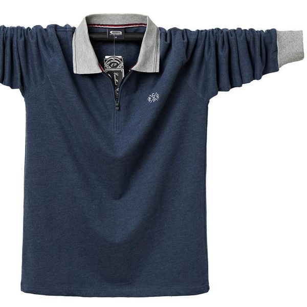 

plus size 5xl- 2021 autumn new colorblock polo shirt men 95% cotton long sleeve patchwork polo shirts casual male, White;black