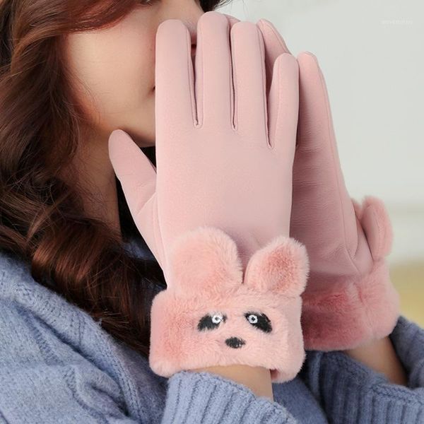 

women' gloves autumn winter cute furry warm mitts full finger mittens women outdoor sport female gloves screen st0811, Blue;gray