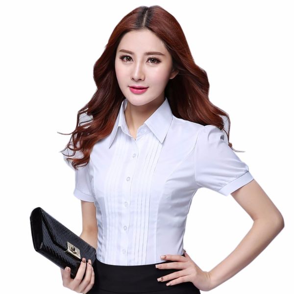 

2020 sleeves -summer short chiffon thin women formal work wear white shirts bigger size tmwd