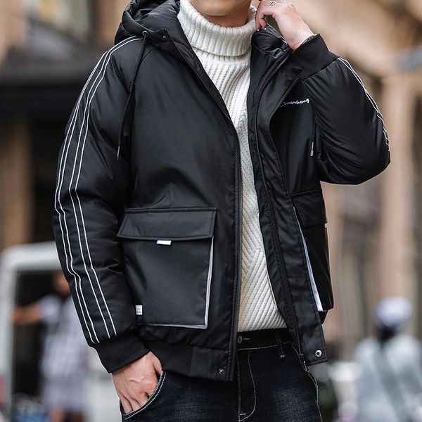 

men's down & parkas style of cotton padded jacket in 2021, Black