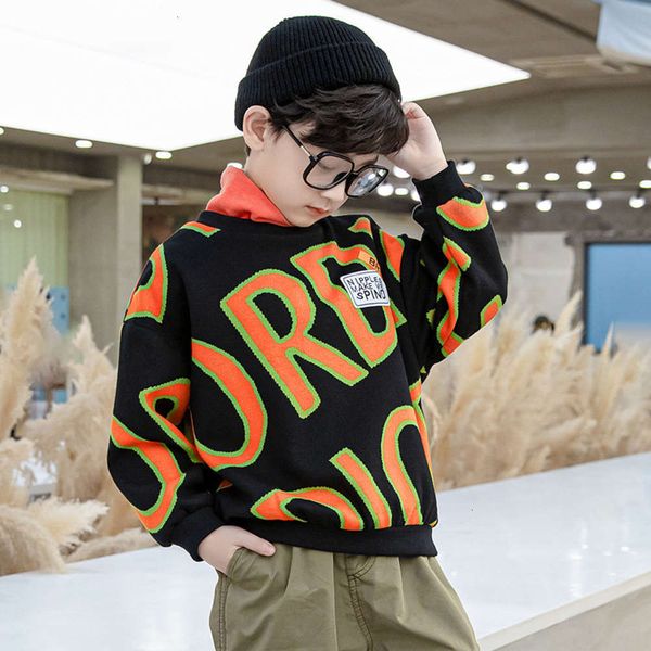 

thickened & amp; boys' fake two plush high collar children's wear, Black