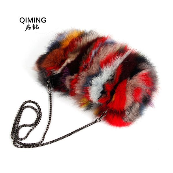 

2020 real fur lady's small flap bag mini chain messenger bag one shoulder cross body cute fur handbag hair b33