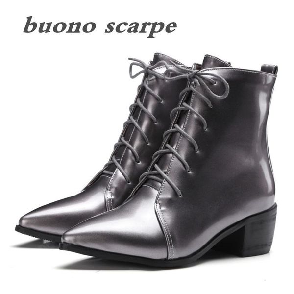 

spring and autumn high-heeled female pointed tie boots british wind single boots, Black