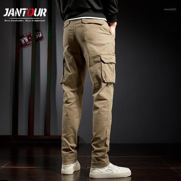 

men's pants 2021 cargo for men baggy casual male overalls full length trousers loose straight cut pockets clothing1, Black