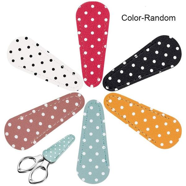 

2pcs embroidery scissors sheath polka dot scissors protective cover leather sheath for cover protector sewing tools, Black