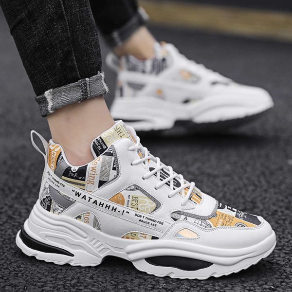 

2020 new autumn korean fashion men's sports leisure high white tide running basketball shox shoes for men, White;red