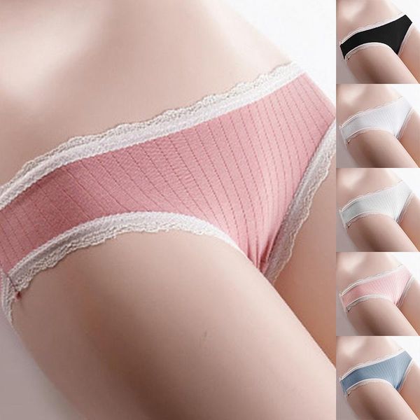 

women's panties 2021 cotton panty solid comfort underwear skin-friendly briefs for women low-rise intimates, Black;pink