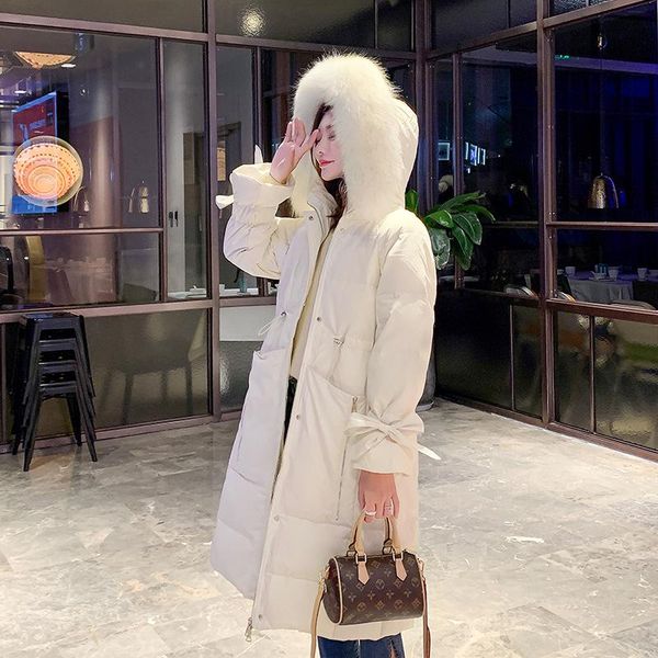 

women's down & parkas web celebrity long jacket whom accept waist han edition cultivate morality thickening big raccoon coat collars, Black