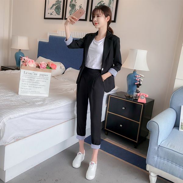 

spring to film the new female fashionable suit worry collocation fashion women's clothing fashion suits two-piece tide 201120, White