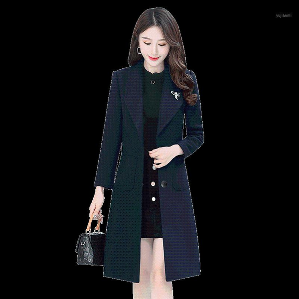 

woolen coat female medium long new winter clothes wool overcoat lady was thin and slim thick autumn winter woolen coats women1, Black