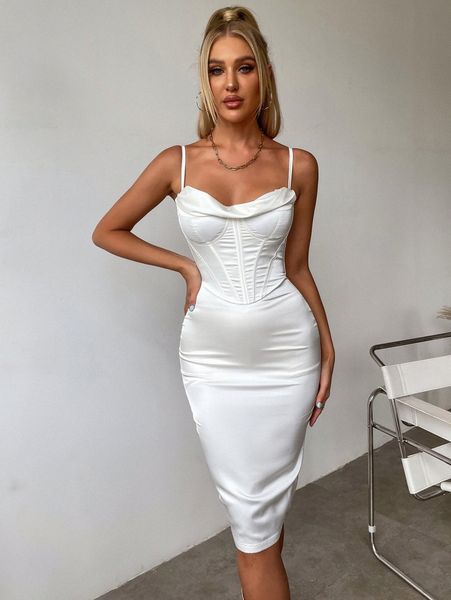 

parthea boning push up padded corset satin dress v6cj#, Black;gray