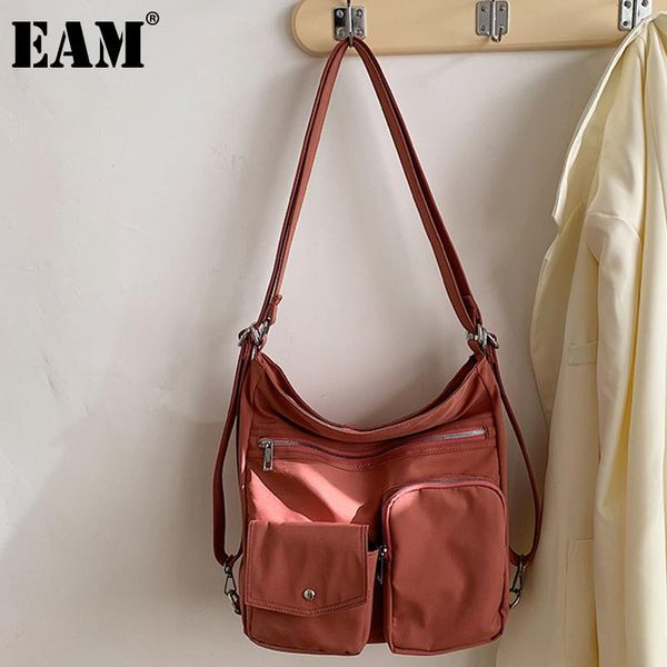 

shoulder bags [eam] women black two back methods canvas personality all-match tote bag crossbody fashion tide 2021 18a1644