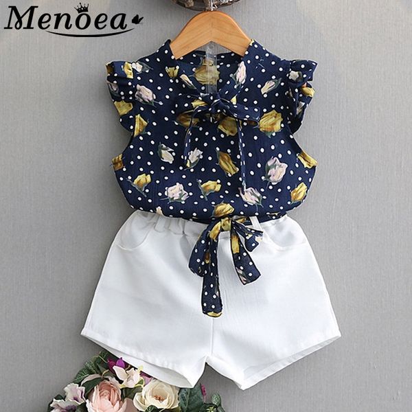 

menoea brand new summer girls green sleeveless clothing kids floral children clothing girl +short pant 2pcs suits y200525, White