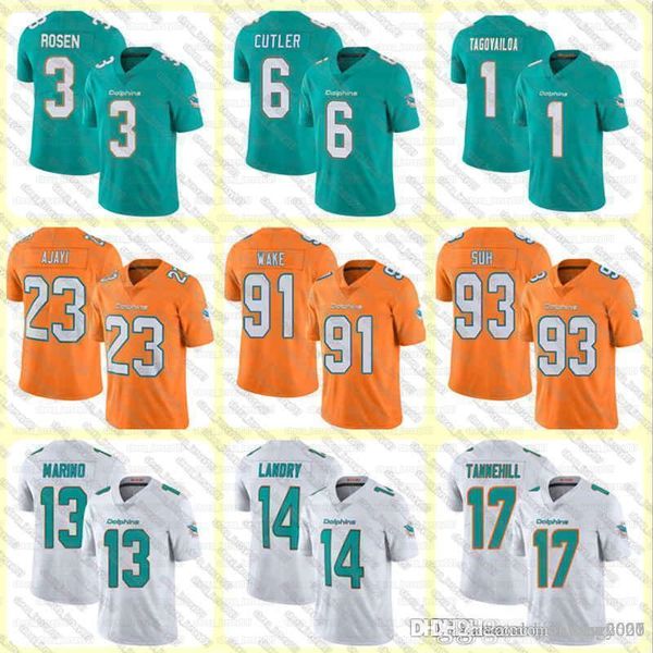 

custom 1 tua tagovailoa 13 dan marino men devante parker 39 larry csonka noah igbinoghene zach thomas miami dolphins football, Black;red
