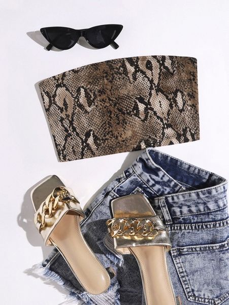 

snakeskin print crop tube q1y8#, White