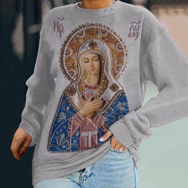

harajuku shirts for women o-neck casual character print long sleeve blouse blusas mujer de moda 2021 vetement femme1, White