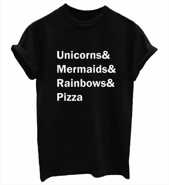 

unicorns mermaids rainbows pizza print women tshirt cotton casual funny t shirts for lady tee hipster drop ship tumblr sb03, White