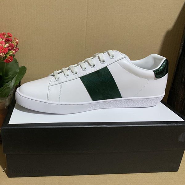 

classic designer shoes ace embroidered mens women casual shoes genuine leather white black designer sneaker stripe flats shoes, White;red
