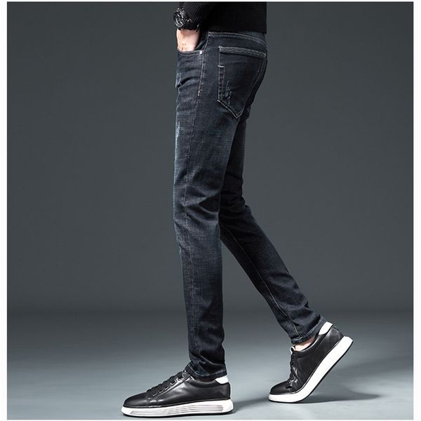 

jeans pants for men business casual denim pants distressed ripped biker pants streetwear mens jeans fashion denim black, Blue