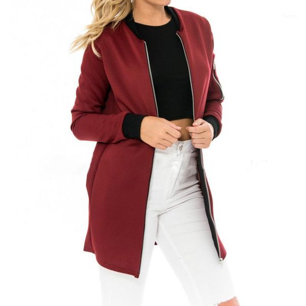 

autumn fashion ladies long jackets stand collar solid brief cardigan jackets coat women thin slim outwear1, Black;brown